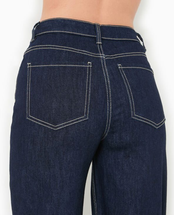 Jean wide taille haute avec bas coupés bleu - Pimkie