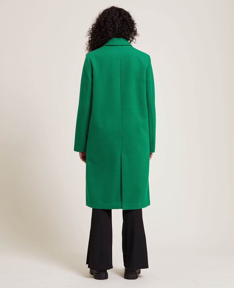 Manteau long effet drap de laine vert - Pimkie