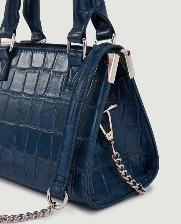 Sac boxy effet croco bleu marine - Pimkie