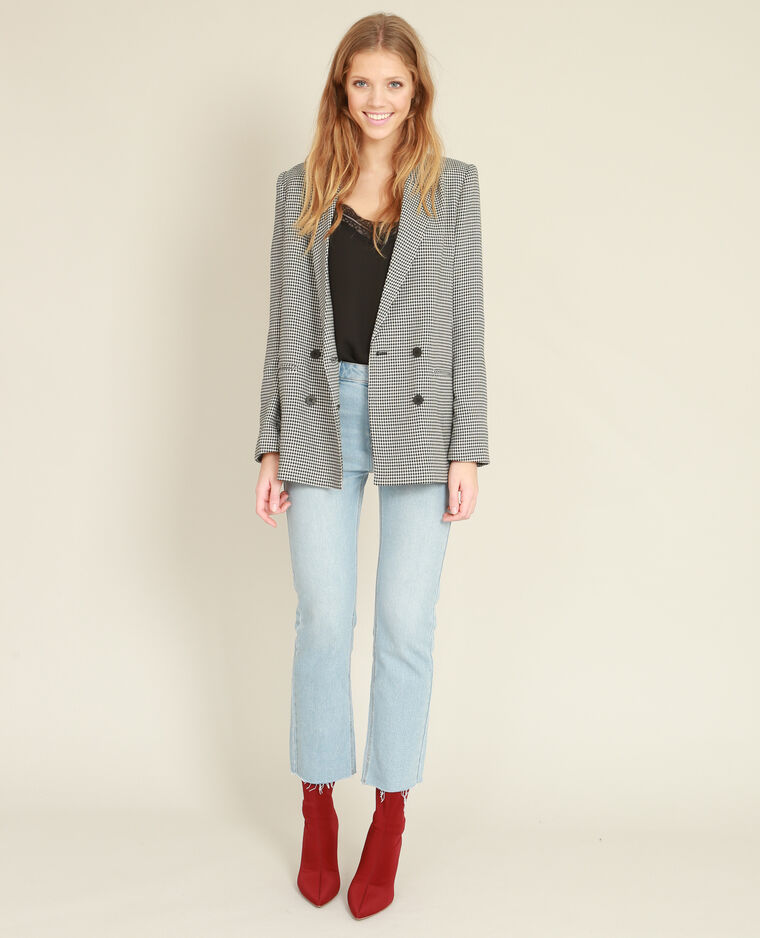 Blazer imprimé pied de poule noir - Pimkie