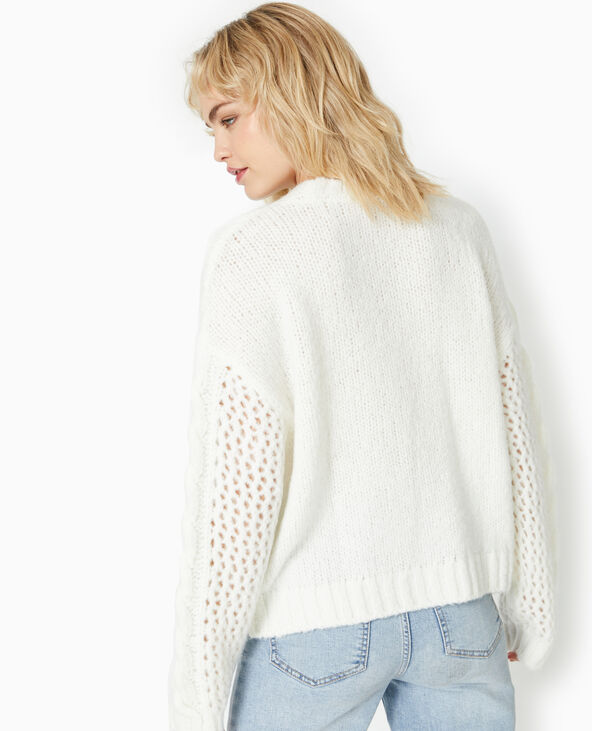 Pull en maille ajourée et torsadée blanc - Pimkie