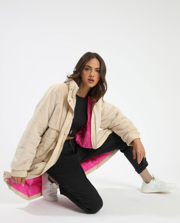 Parka longue bi-matière blanc - Pimkie