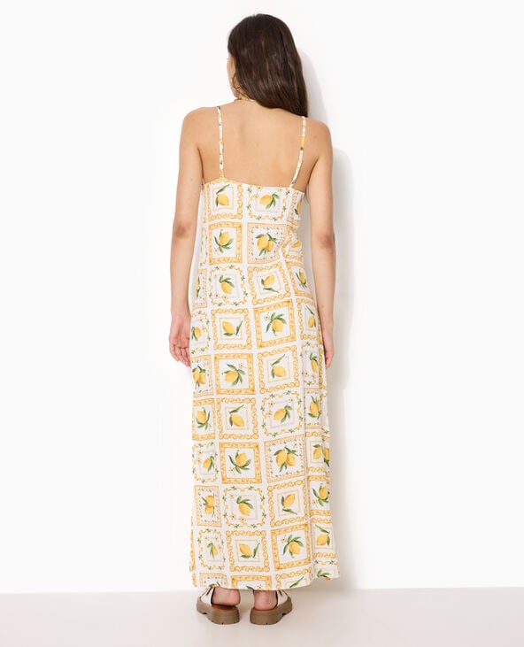 Robe longue encolure empire motif citrons jaune - Pimkie