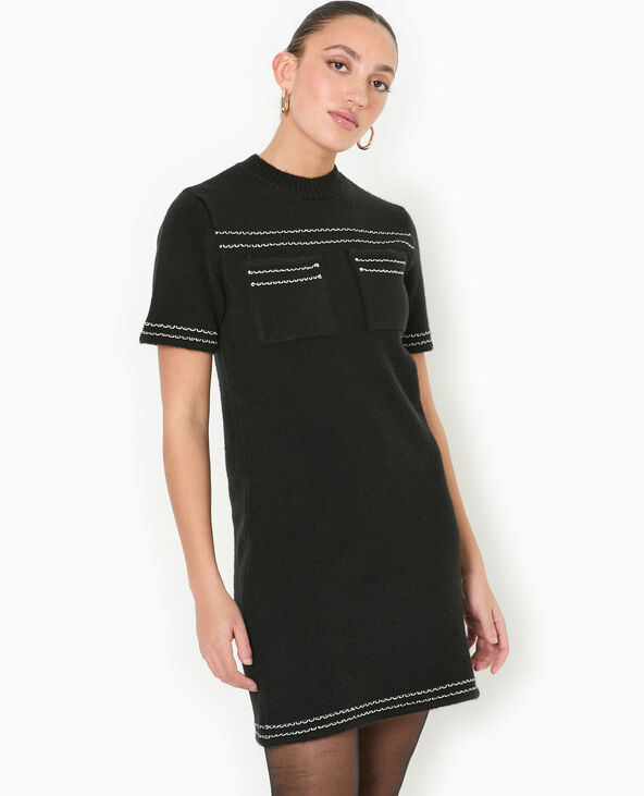 Robe courte en maille avec détails contrastés noir - Pimkie