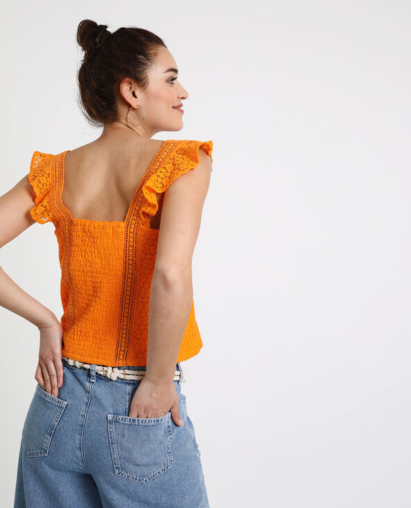 Crop top brodé orange - Pimkie
