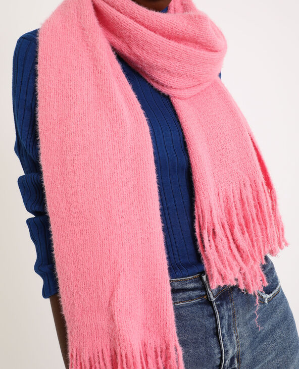 Echarpe à franges rose fluo - Pimkie