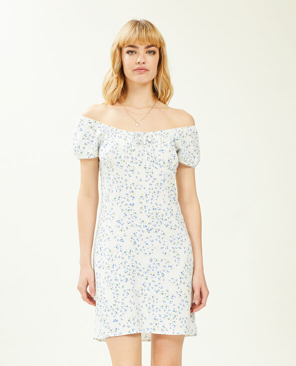 Robe courte avec fronces blanc - Pimkie