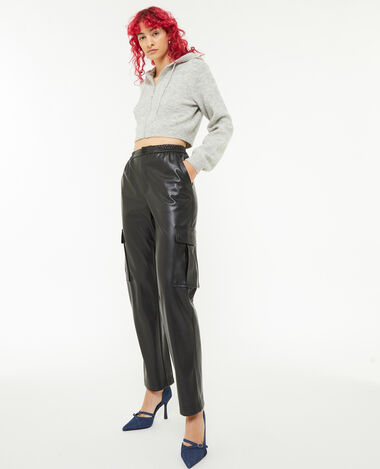 Pantalon cargo en simili cuir noir - Pimkie