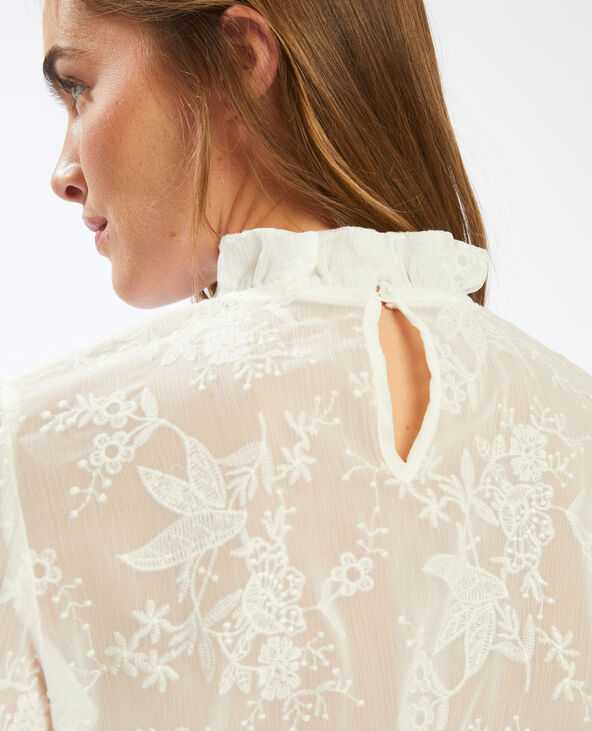 Blouse romantique brodée blanc - Pimkie
