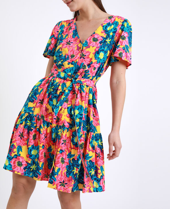 Robe à fleurs rose fuchsia - Pimkie