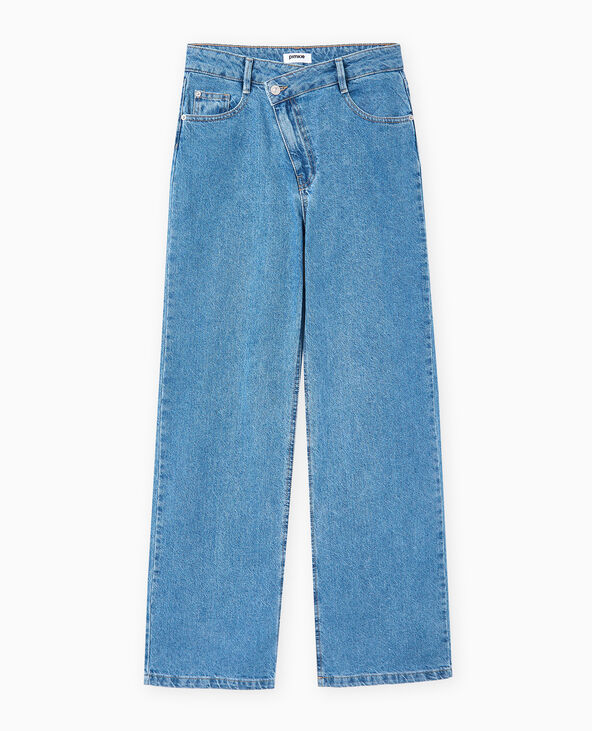 Jean straight taille croisée bleu - Pimkie