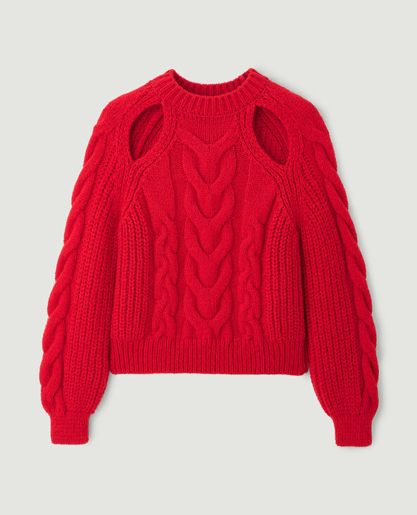 Pull grosse maille avec découpes rouge - Pimkie