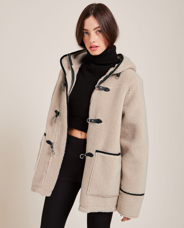 Duffle coat femme noir capuche clearance
