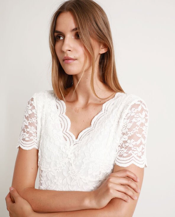Tee-shirt en dentelle blanc - Pimkie