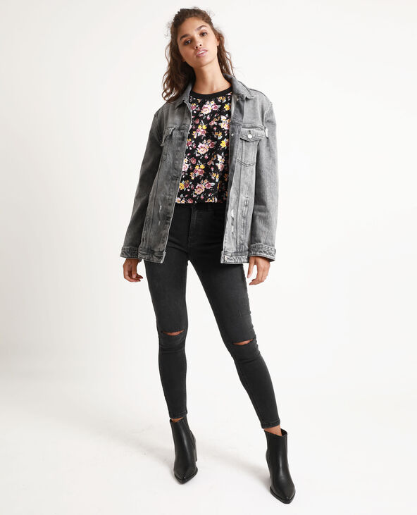Sweat à fleurs noir - Pimkie