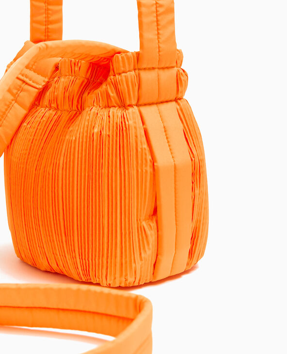 Mini sac seau en tissu plissé orange - Pimkie