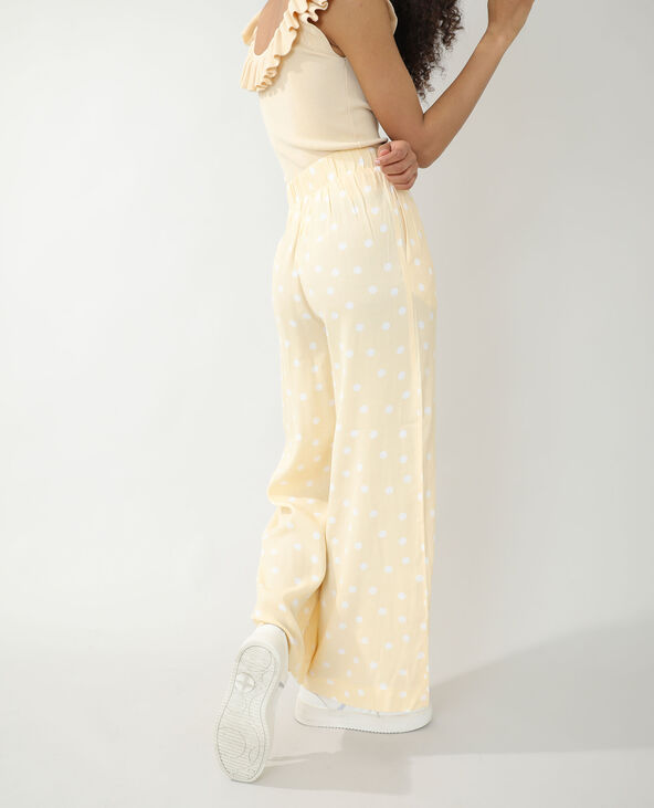 Pantalon wide leg à pois sable - Pimkie