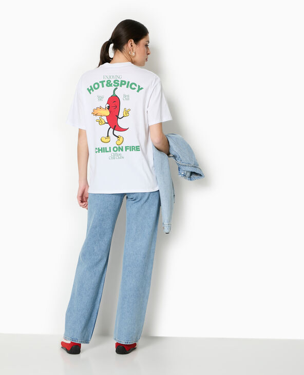T-shirt oversize avec print devant et dos blanc - Pimkie