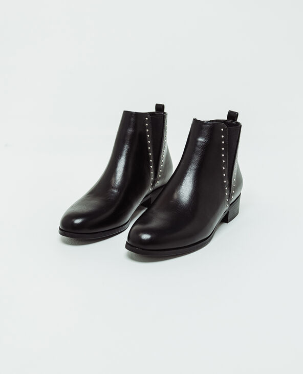 Bottines en faux cuir noir - Pimkie