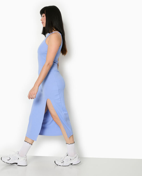 Robe longue à bretelles avec fente bleu - Pimkie