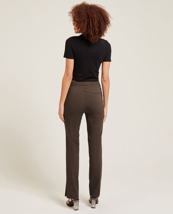 Pantalon slim droit avec fentes marron - Pimkie