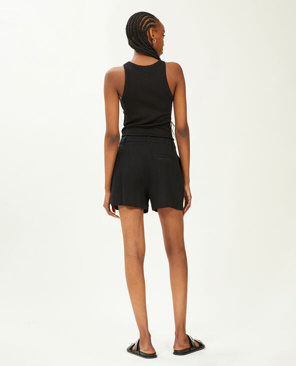 Short taille haute avec lin noir - Pimkie