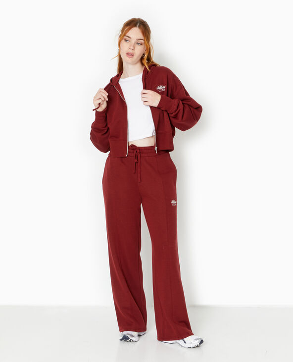 Pantalon de jogging droit avec broderie bordeaux - Pimkie