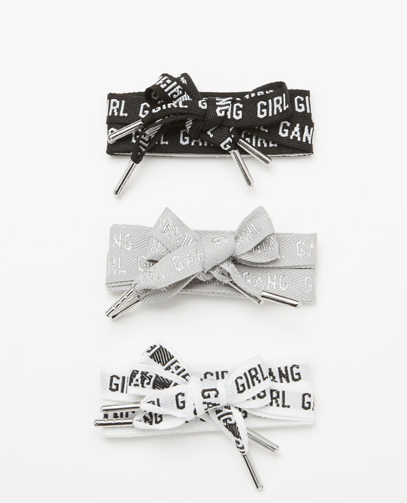 Lot de 3 lacets à message noir - Pimkie
