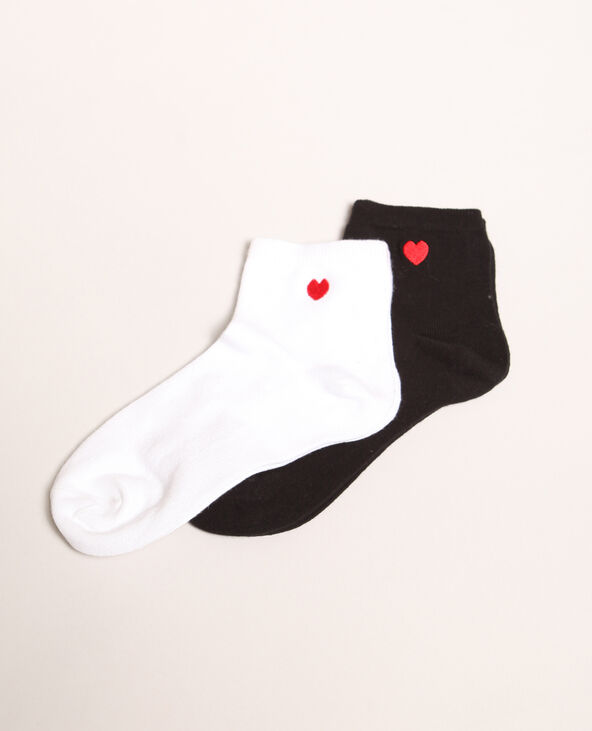 Lot de chaussettes à cœur blanc - Pimkie