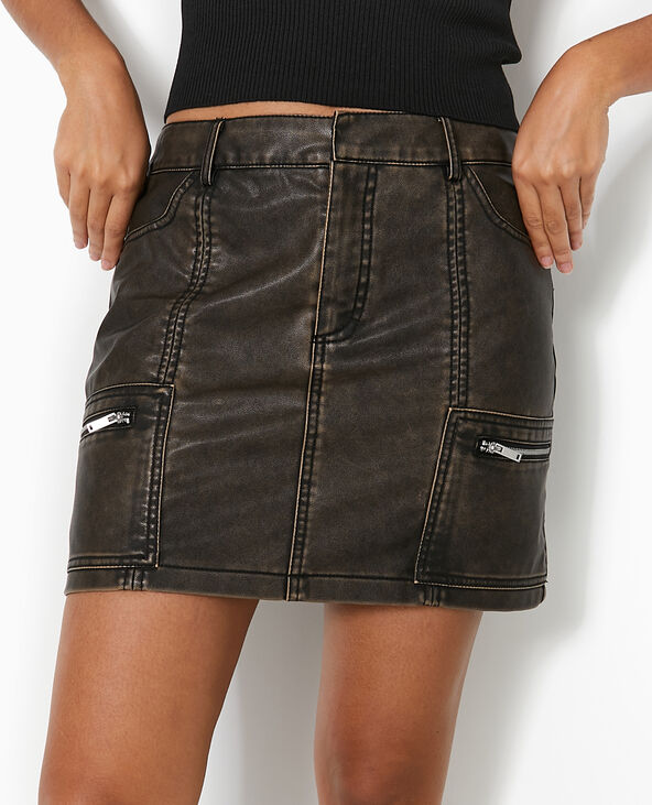 Jupe courte en simili marron - Pimkie
