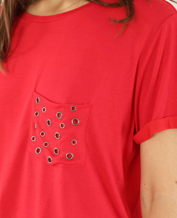 T-shirt oversize à poche rivetée rouge - Pimkie