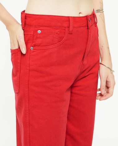 Jean droit et large rouge - Pimkie
