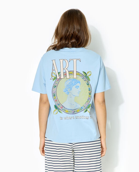 T-shirt oversize avec print poitrine et dos bleu - Pimkie