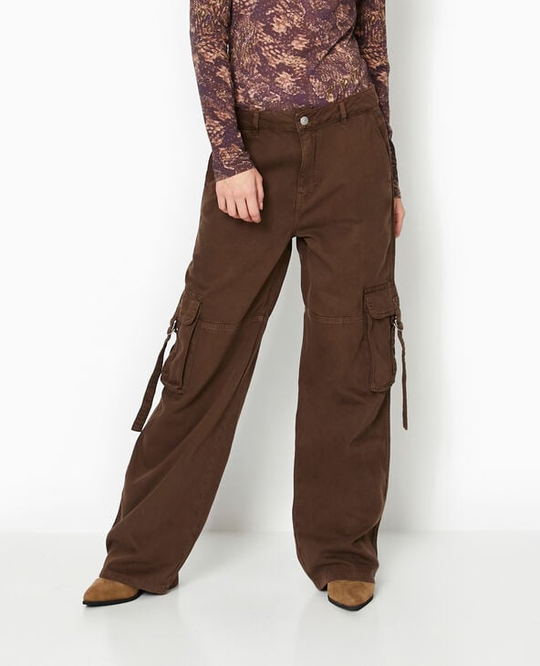 Pantalon large cargo en toile marron - Pimkie