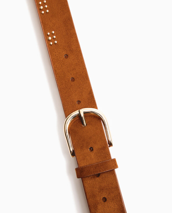 Ceinture aspect suédine avec petits clous camel - Pimkie