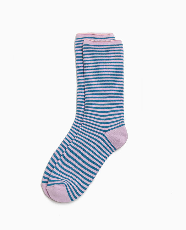 Chaussettes rayées maille bouclette intérieure lilas - Pimkie