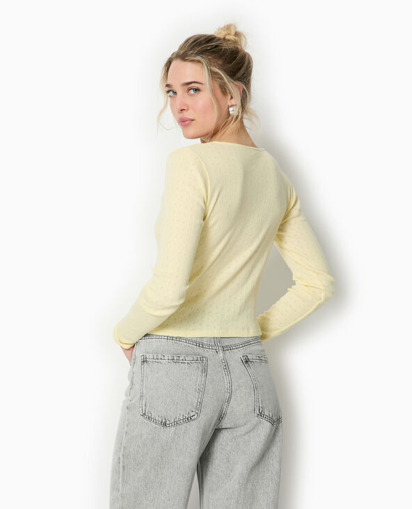 Top cardigan en maille fantaisie jaune - Pimkie