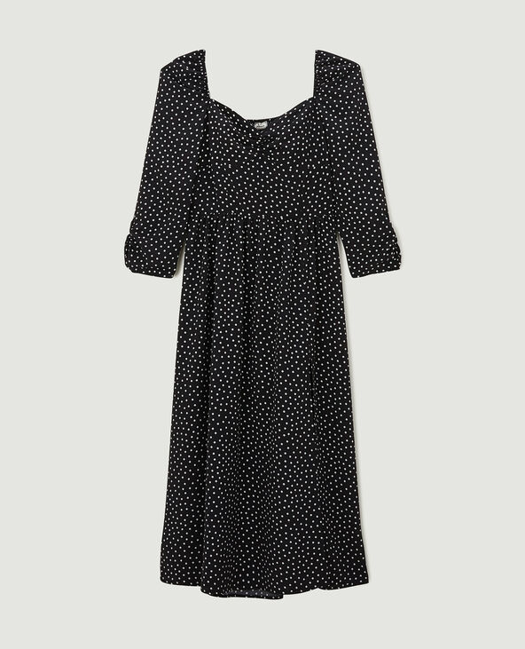 Robe midi encolure cœur avec fronces noir - Pimkie