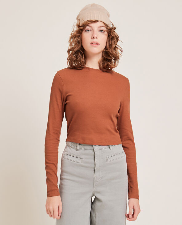 T-shirt court manches longues orange - Pimkie