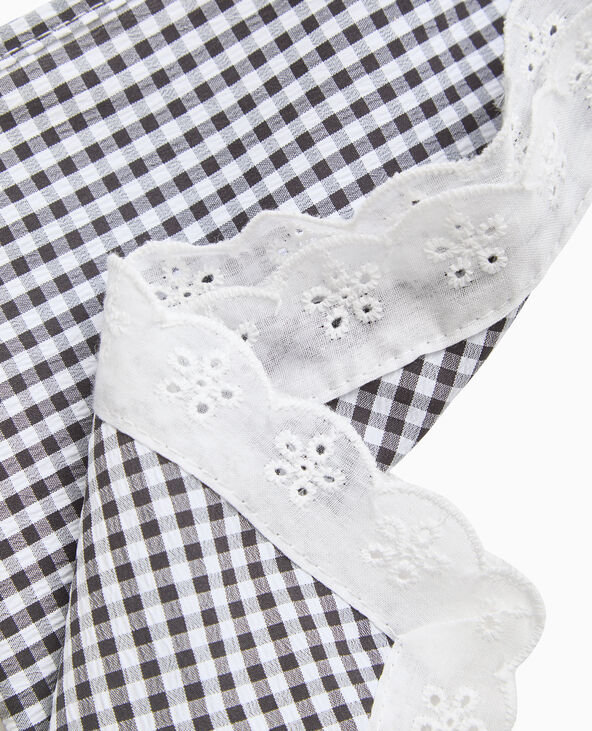 Foulard triangle motif vichy avec dentelle noir - Pimkie