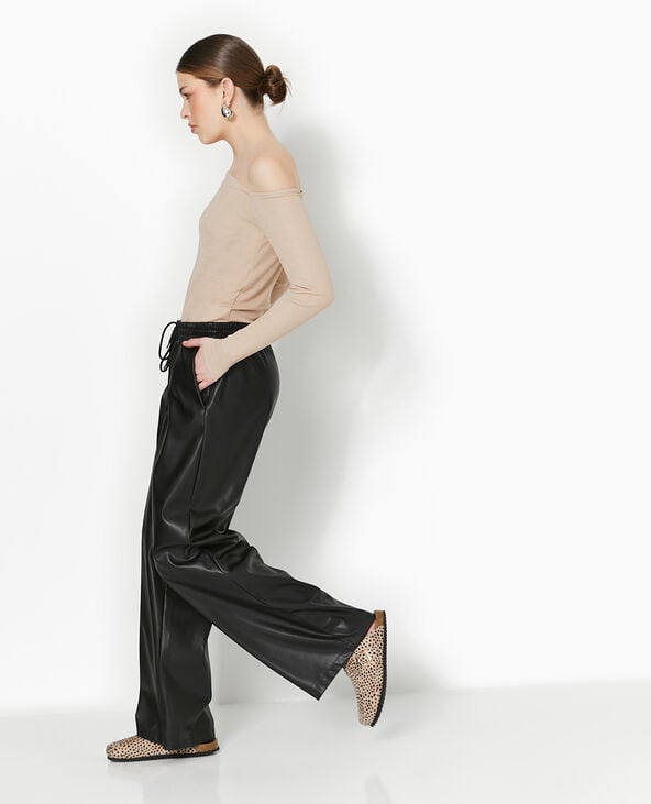 Pantalon en simili taille élastiquée noir - Pimkie