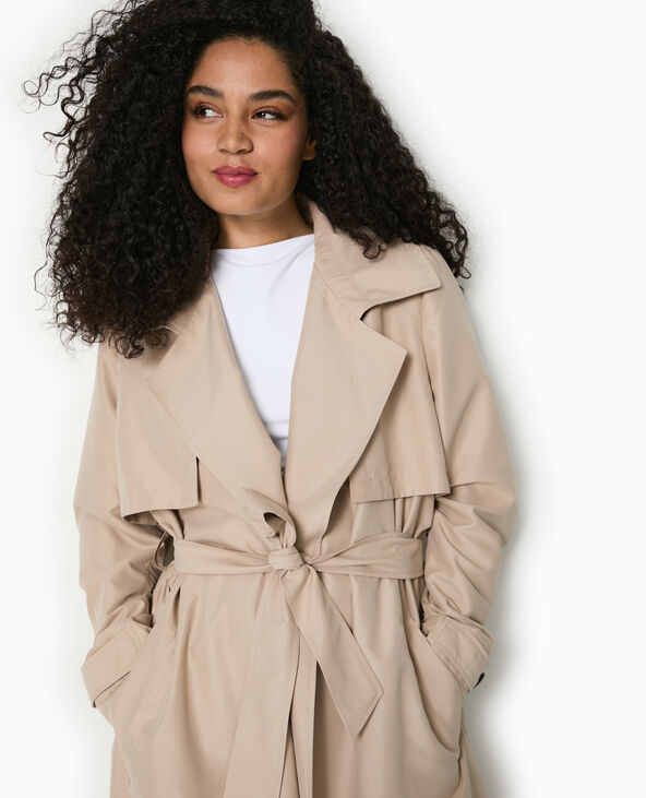 Trench long et fluide avec ceinture écru - Pimkie