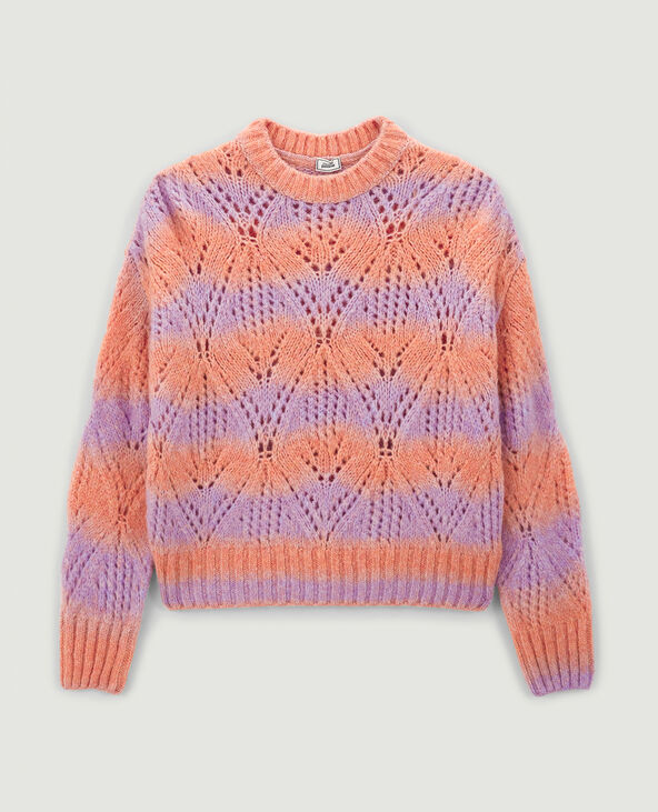 Pull bicolore maille ajourée rose fuchsia - Pimkie