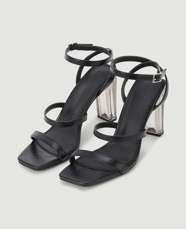 Sandales avec talon plexi noir - Pimkie