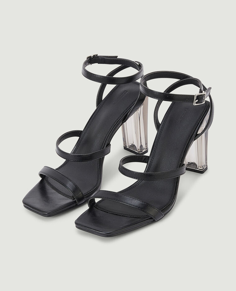 Sandales avec talon plexi noir - Pimkie