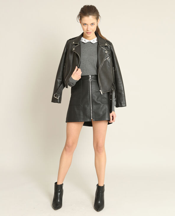 Pull col bijoux gris chiné - Pimkie