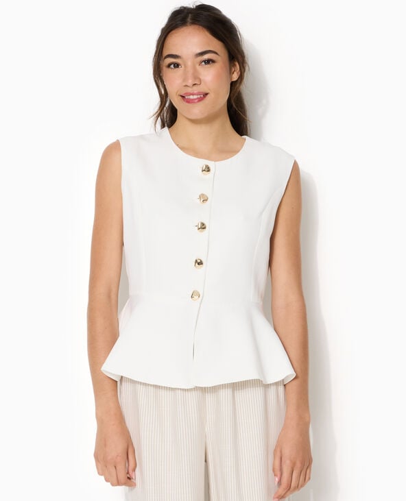 Veste sans manches peplum avec boutons fantaisie blanc - Pimkie