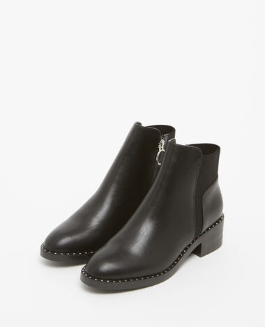 Bottines en simili cuir noir - Pimkie