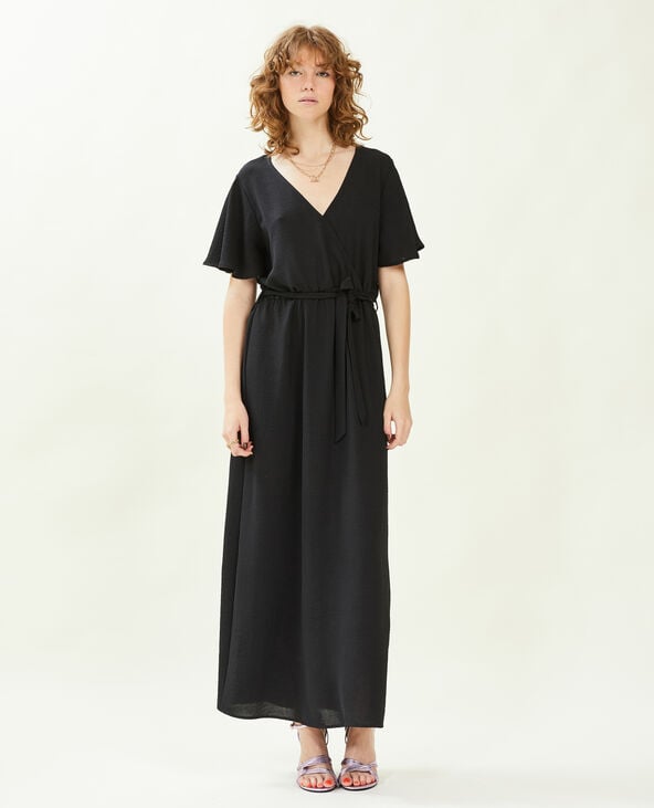 Robe longue encolure croisée noir - Pimkie