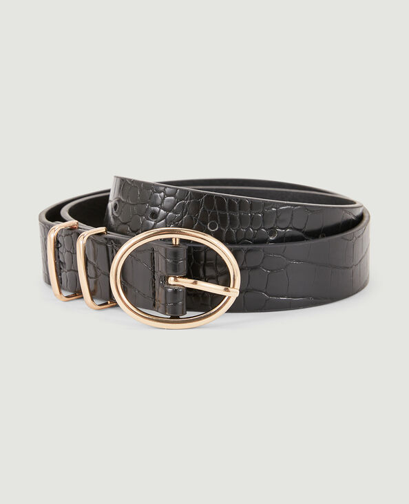 Ceinture effet croco avec boucle ovale noir - Pimkie